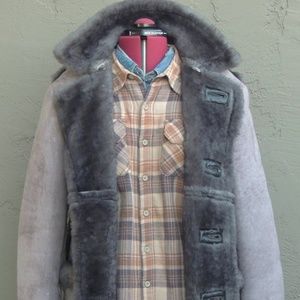 >ll==ll> Schott Sheepskin Shearling Fur Coat (L)
